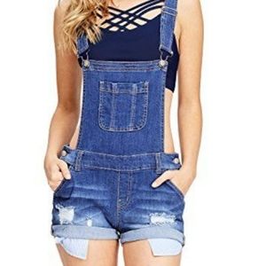 Wax Jean Denim Overall Shorts
